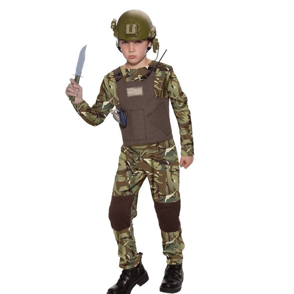 Boys DELTA FORCE Solider Army Special Forces Camo Costume Size Sm 4/6 M 8/10 NWT